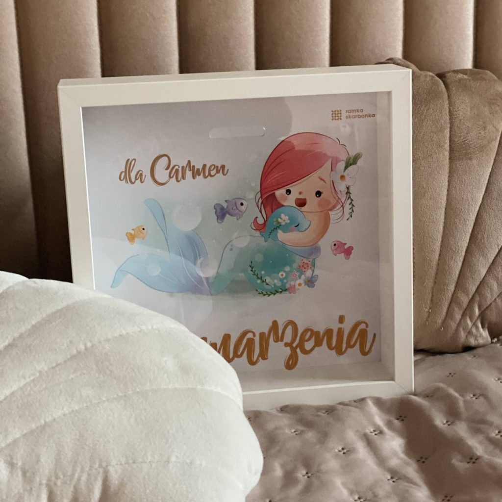 Ramka Skarbonka – Na marzenia – syrenka z rybkami